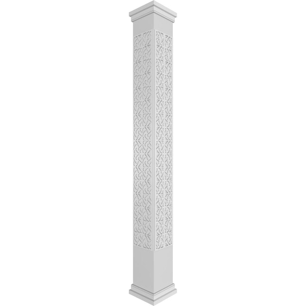 Ekena Millwork Craftsman Classic Square Non-Tapered Paisley Fretwork Column w/ Prairie Capital & Prairie Base CC0809ENPSLPRPR - main